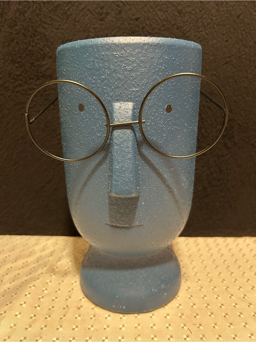 Ceramo Ceramic Face Planter Pot With Glasses Sculpture Design Grainy Texture